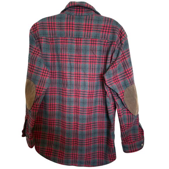 Pendleton wool trail shirt elbow patches plaid red size Medium men's - Picture 4 of 9